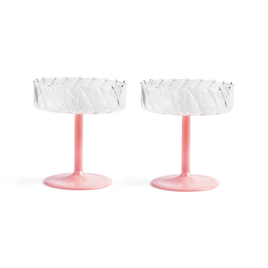 &k Amsterdam "Coupe Gläser Pink Twirl 2er Set"