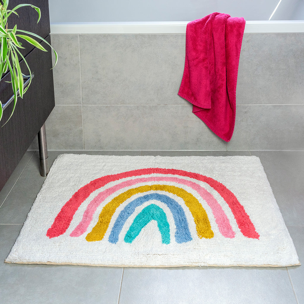 Rex London Badematte aus Baumwolle mit „Regenbogen“ Motiv