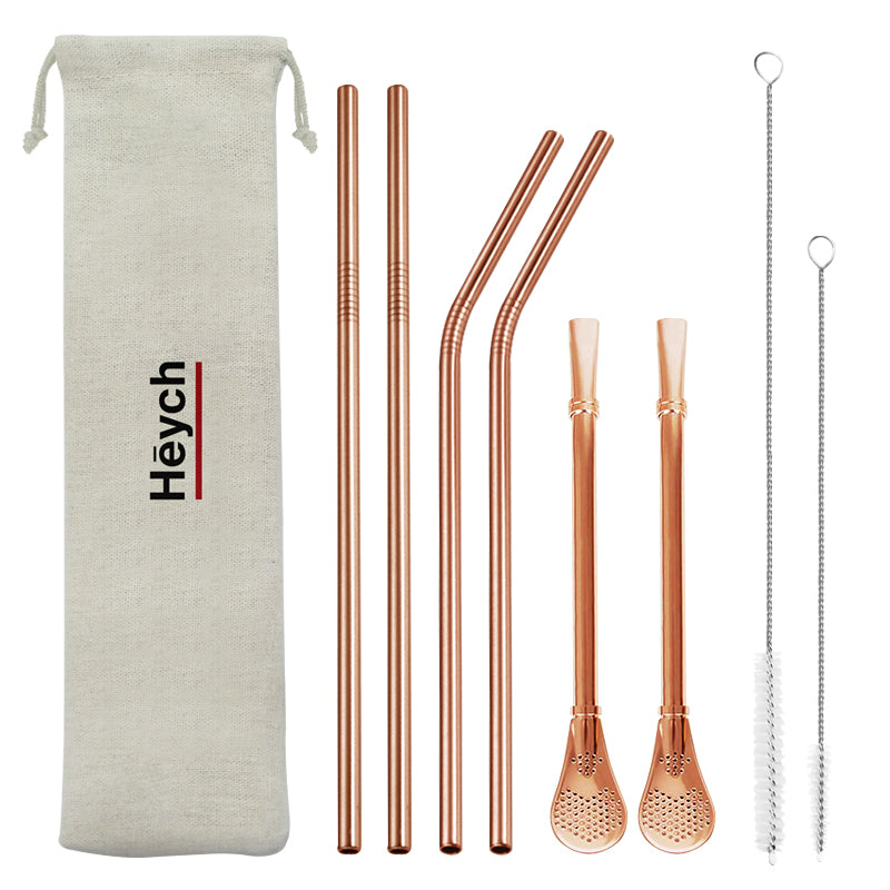 Heych 6 Stk.Edelstahl Strohhalme Set (Farbe: Rosegold)